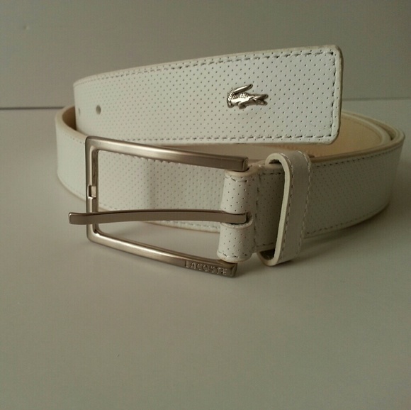 white lacoste belt